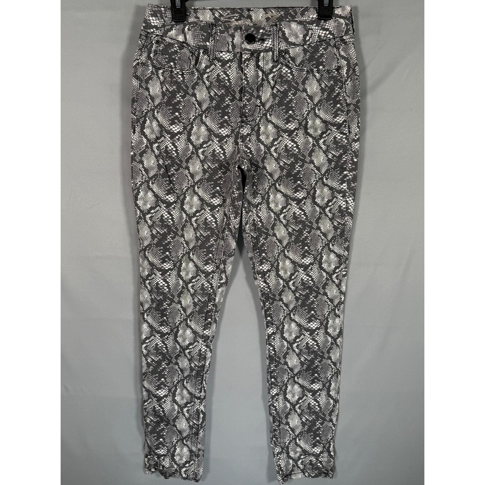 Seven7 Womens Tummyless High Rise Skinny Jeans Neutral Snake Print Grey Size 8